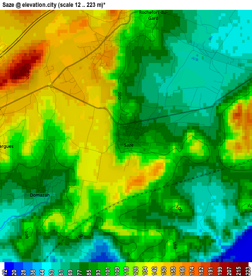 Saze elevation map