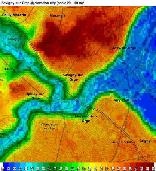 Savigny-sur-Orge elevation map