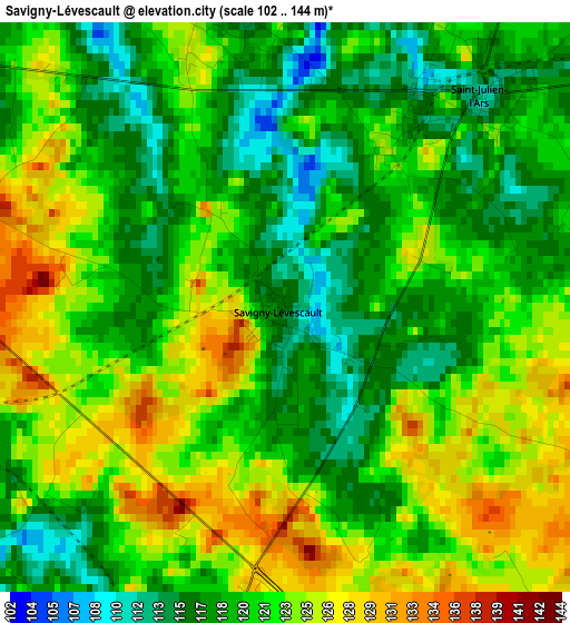 Savigny-Lévescault elevation map