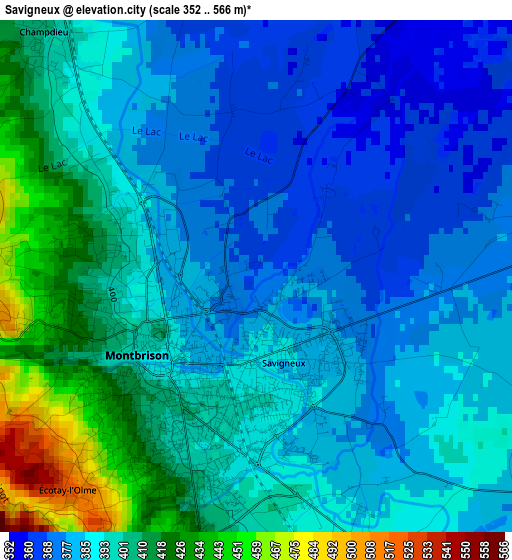 Savigneux elevation map