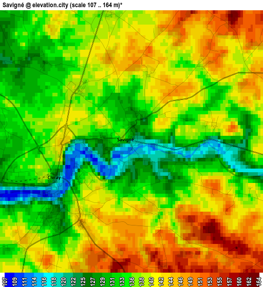 Savigné elevation map