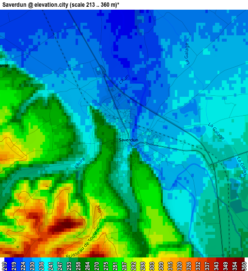 Saverdun elevation map