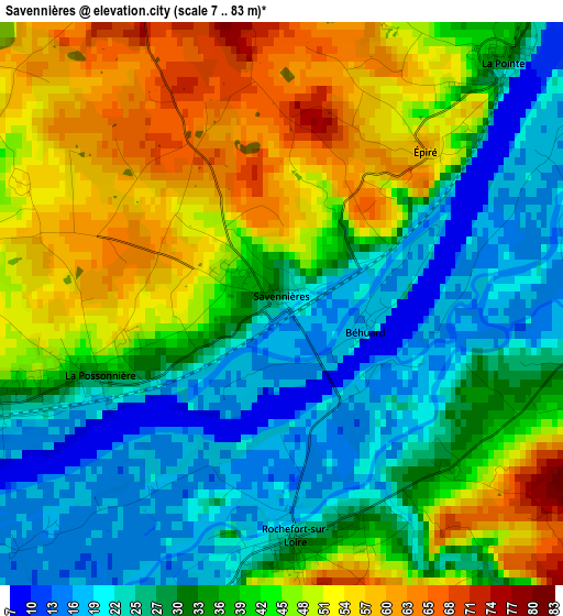 Savennières elevation map