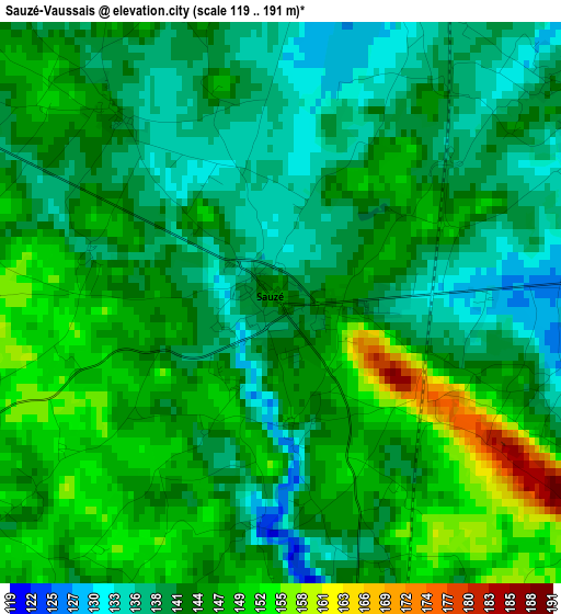 Sauzé-Vaussais elevation map