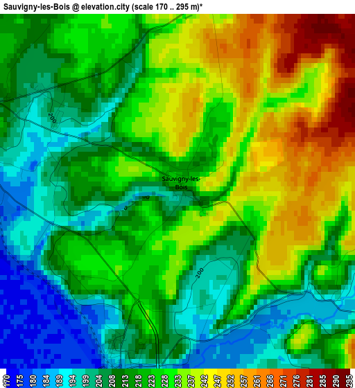 Sauvigny-les-Bois elevation map