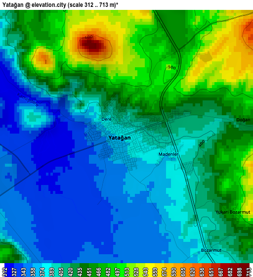 Yatağan elevation map