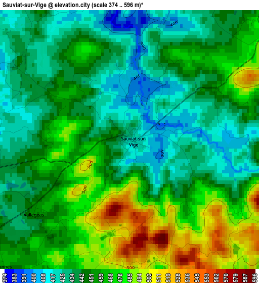 Sauviat-sur-Vige elevation map