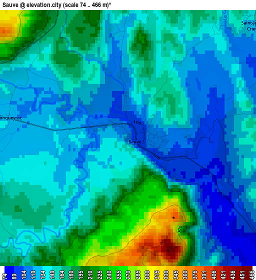 Sauve elevation map