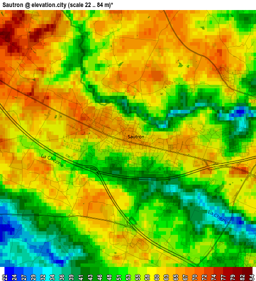 Sautron elevation map