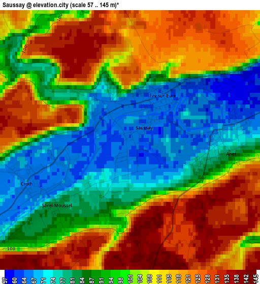 Saussay elevation map