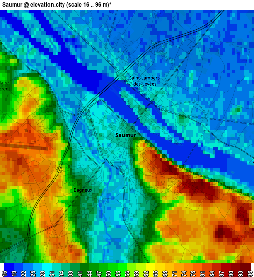 Saumur elevation map