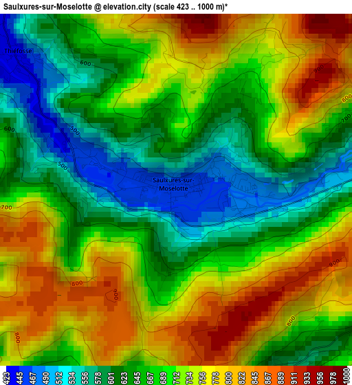 Saulxures-sur-Moselotte elevation map