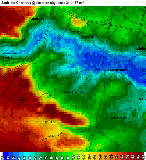 Saulx-les-Chartreux elevation map