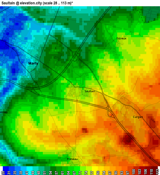 Saultain elevation map