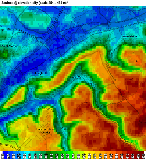 Saulnes elevation map