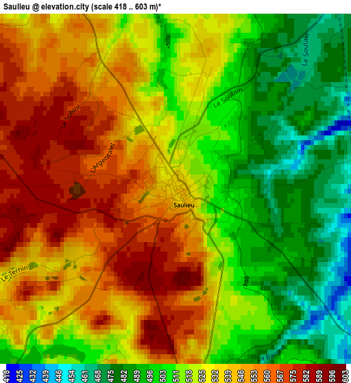 Saulieu elevation map