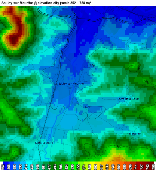 Saulcy-sur-Meurthe elevation map
