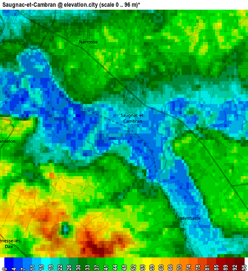 Saugnac-et-Cambran elevation map