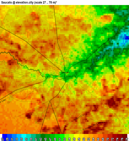 Saucats elevation map