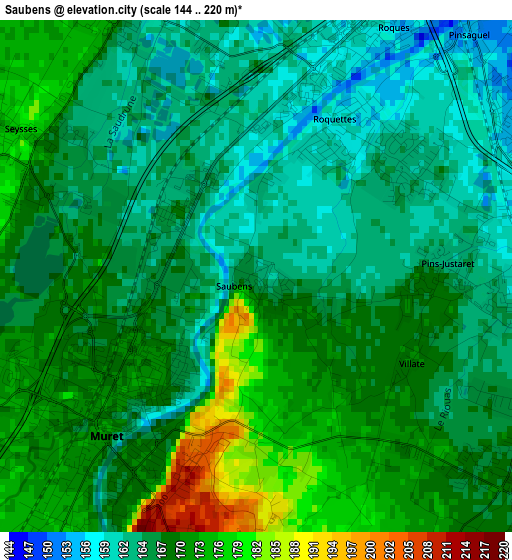 Saubens elevation map