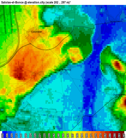 Satolas-et-Bonce elevation map