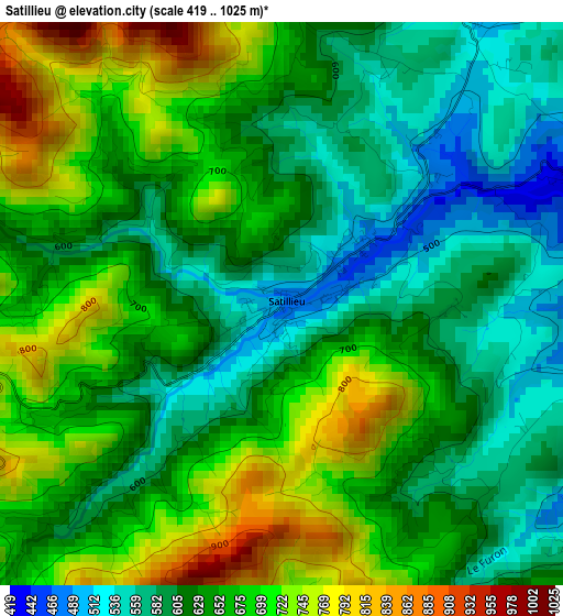 Satillieu elevation map