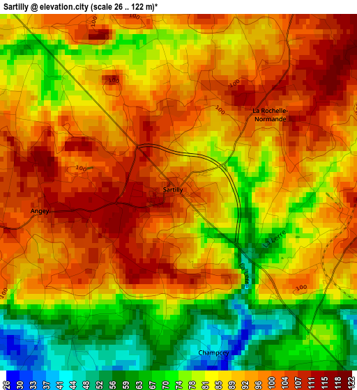 Sartilly elevation map