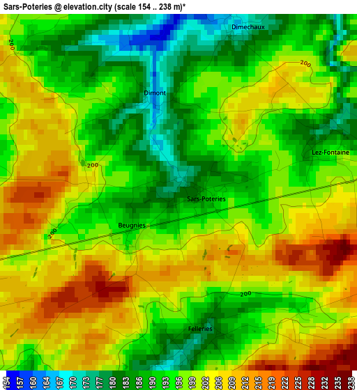 Sars-Poteries elevation map