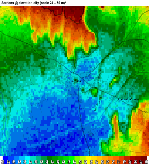 Sarrians elevation map