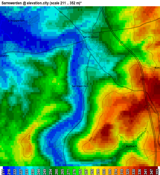 Sarrewerden elevation map