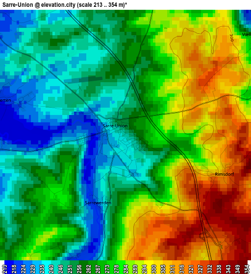 Sarre-Union elevation map