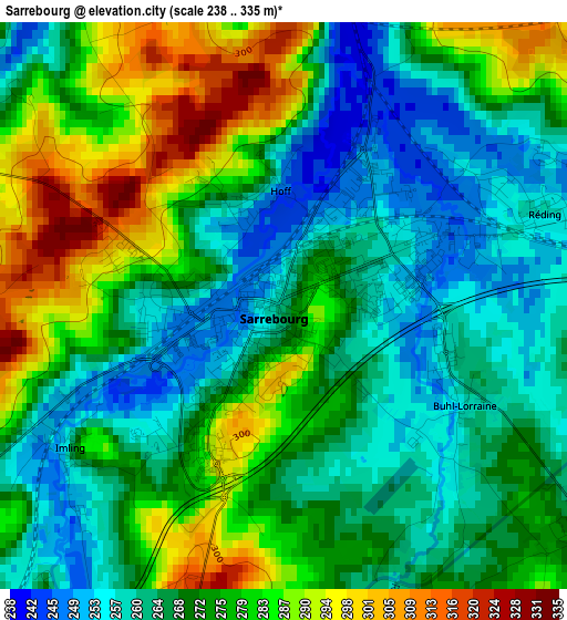 Sarrebourg elevation map