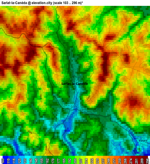 Sarlat-la-Canéda elevation map