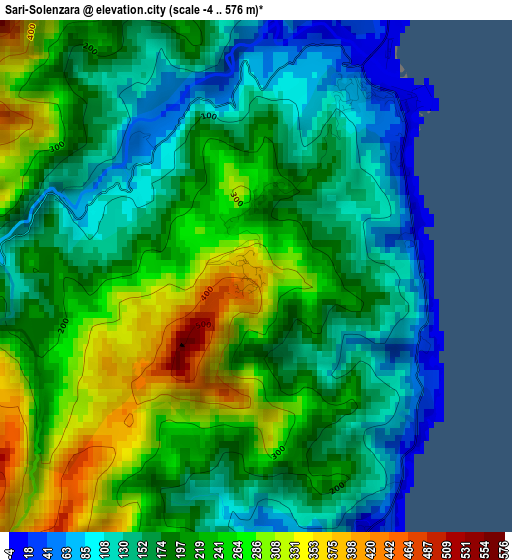 Sari-Solenzara elevation map