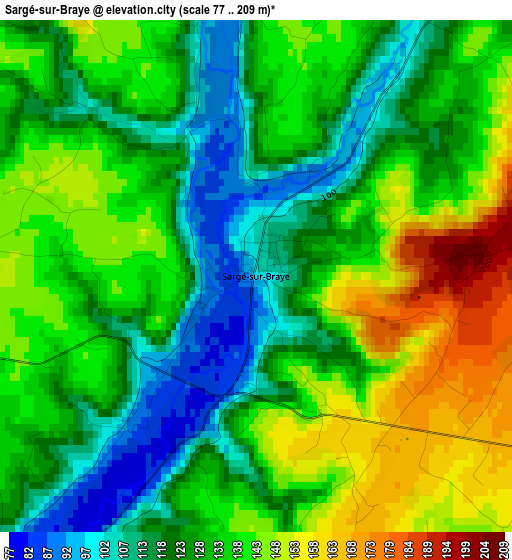 Sargé-sur-Braye elevation map