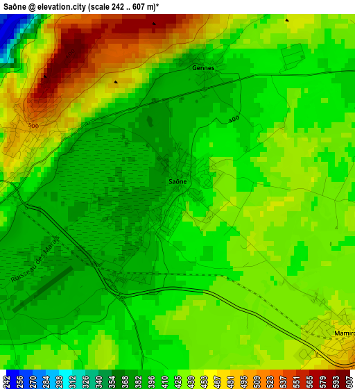 Saône elevation map