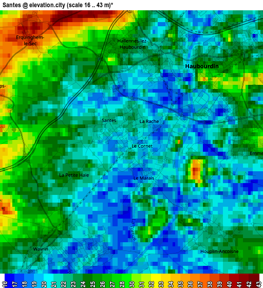 Santes elevation map