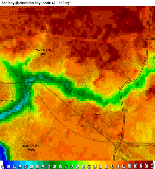 Santeny elevation map