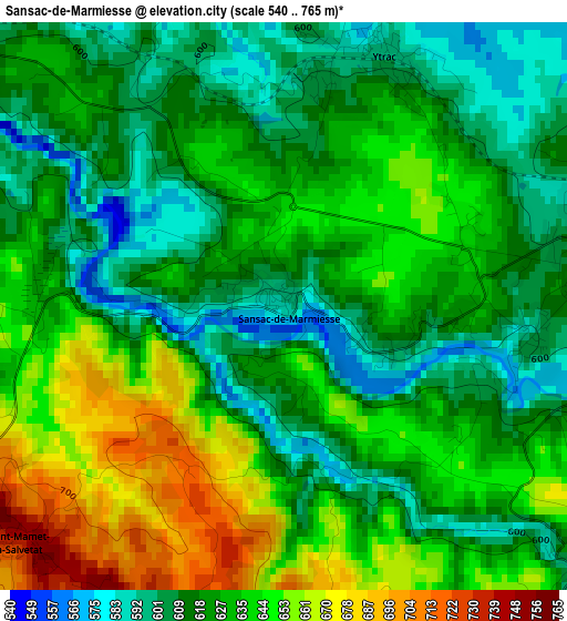 Sansac-de-Marmiesse elevation map