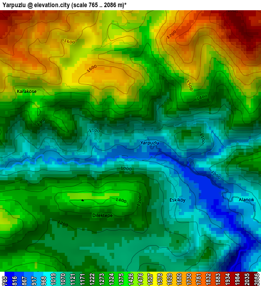 Yarpuzlu elevation map