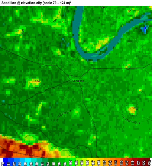 Sandillon elevation map