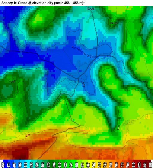 Sancey-le-Grand elevation map