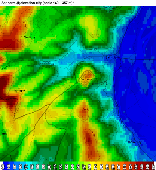 Sancerre elevation map