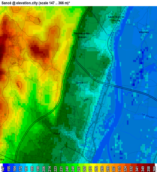 Sancé elevation map