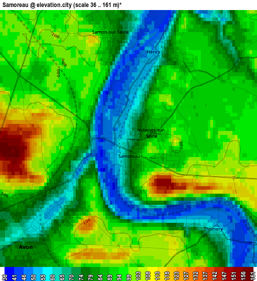 Samoreau elevation map