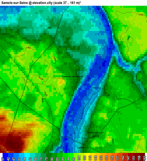 Samois-sur-Seine elevation map