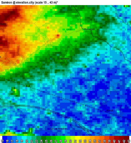 Saméon elevation map