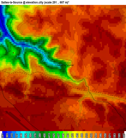 Salles-la-Source elevation map