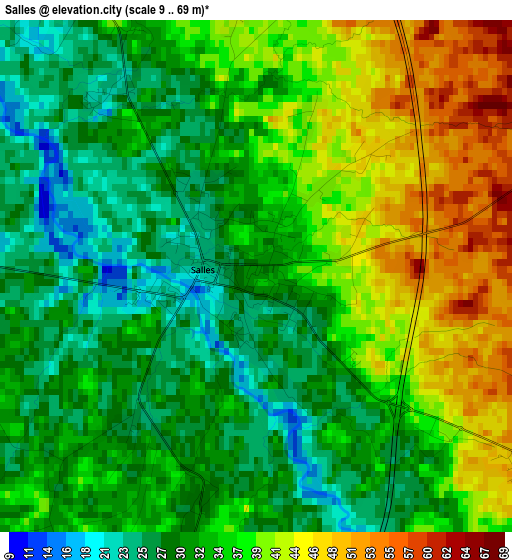 Salles elevation map