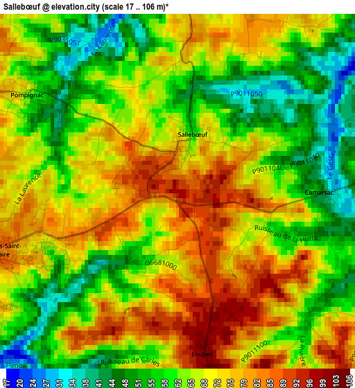 Sallebœuf elevation map